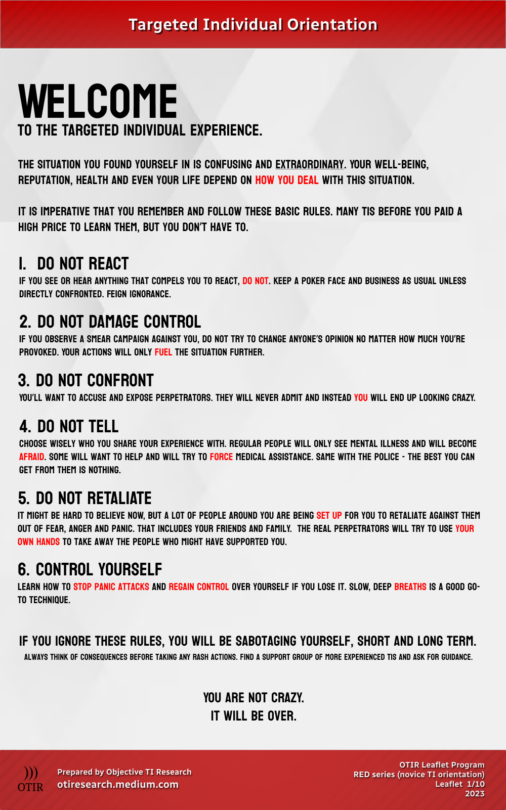Leaflet 01: Basic Rules for Harm Reduction